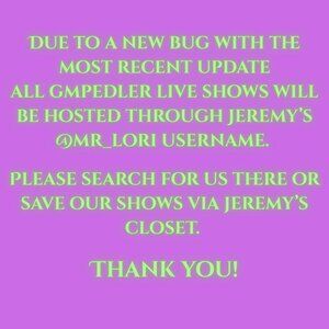 Find our live shows via @mr_lori